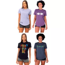 Kit 4 Camiseta Longline Feminina Mxd Conceito Casual Fitness