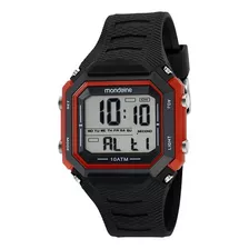 Relogio Mondaine Masculino Digital Preto Vermelho Quadrado