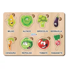 Brinquedo Madeira Jogo Educativo Encaixe De Vegetais