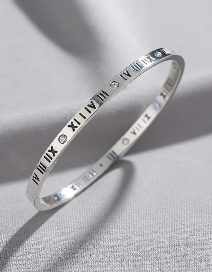 Pulsera Esclava Numeros Romanos Roma Ac Inox Dorada Plateada Plateado 6 Cm 18 Cm