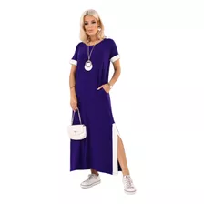 Novo Vestido Longo Saruel Com Manga Fenda Lateral Promoc De 