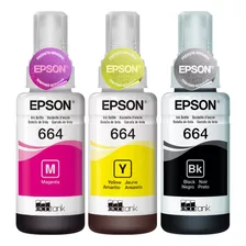 Kit 3 Refis Tinta T664 Originais Epson L110 L120 L200 L300