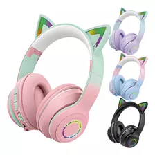 Fone De Ouvido Gatinho Bluetooth Infantil Led Menino Meninas