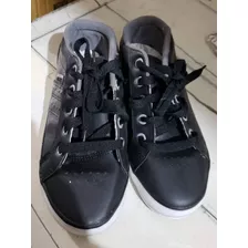 Zapatillas Eco Cuero Con Cordones Negro