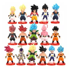 Kit 16 Bonecos Dragon Ball Z Super Action Figure Goku Azul