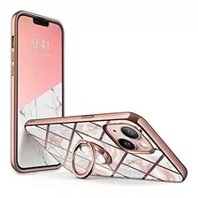 Funda Compatible Con iPhone 13 Diseño Mármol Geométrico Rosa