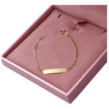 Pulseira Infantil Chapinha Menino Nome Ouro 18k Joalheria