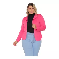 Blazer Casaco Neoprene De Babado Feminino Plus Size G1 G2 G3