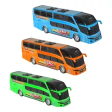 3 Ônibus De Brinquedo - Buzão Várias Cores - Bs Toys