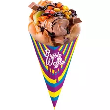 Embalagem Cone Para Bubble Waffle 300un