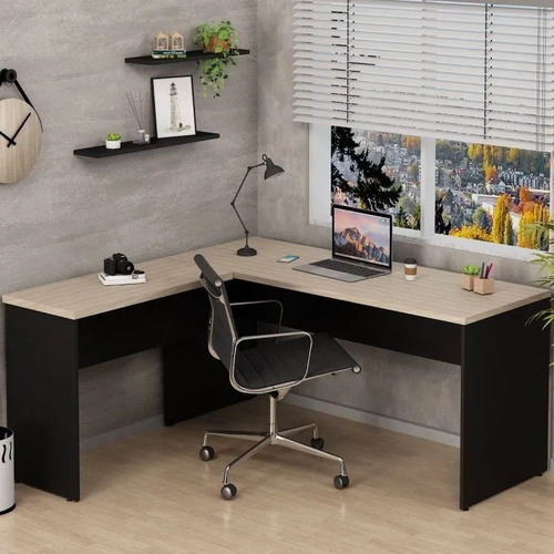 Mesa De Escritório Em L 160x150cm Wt Carvalho