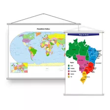 Banner Mapa Mundi - Político 130x100 + Regiões Brasil 120x90