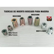 50 Tuercas Inserto Roscado M8x25 Para Madera