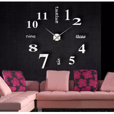 Reloj Real Pared 120cm Gigante Tipo Plata Espejo 3d Minimal