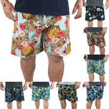 Kit 3 Short Estampado Floral Tropical Extra Grande Plus Size