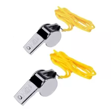 Apito De Metal Profissional Com Cordão Pack 2 Unidades Cor Amarelo