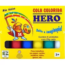 Cola Colorida 6 Cores Tinta Escolar Lavável - Kit 2 Caixas