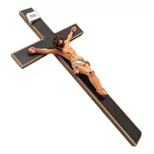 Crucifixo De Parede De Madeira De Pendurar Tradicional 44cm Cor Marrom-escuro