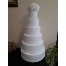 Bolo De Casamento Branco 6 Andares Mais Topo Topo De Rosas