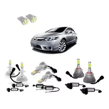 Kit Lampada Super Led Farol Alto Baixo Milha Honda New Civic