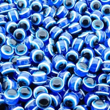 Bolinha Miçanga Olho Grego P/ Bijuterias- Azul- 8mm - 100pçs