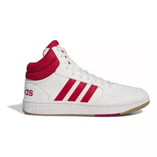 Tenis Para Hombre adidas Hoops 3.0 Mid Color Core White/better Scarlet/gum4 Core - Adulto 7.5 Mx