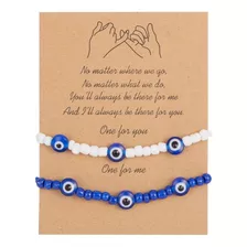 Pulsera Ojo Turco Pareja Amistad Amor Azul Blanco