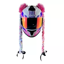 Par De Trenzas Clinejas Colas Casco Moto Accesorios +colores