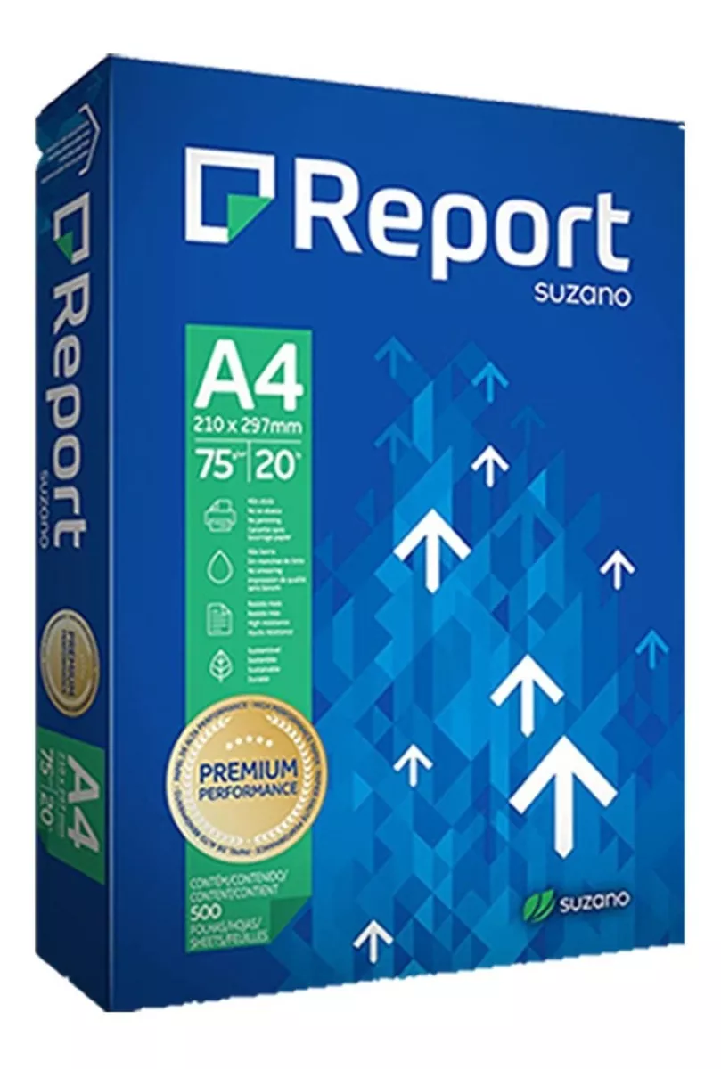 Papel Sulfite Report Premium A4 Com 500 Folhas De 75g Branco Kit Com 10 Unidades