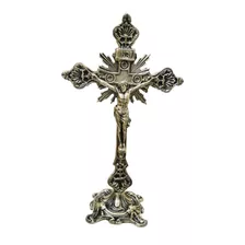 Crucifixo De Mesa Decoração Religião Jesus Cristo Em Bronze