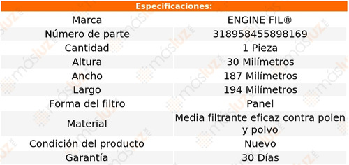 1- Filtro De Cabina Para Fiat 500 2012/2019 Engine Fil Foto 2