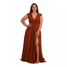 Vestido Longo De Festa Plus Size Com Fenda Ps50