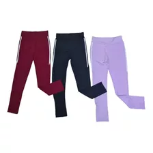 Pack 3 Calzas Deportiva Lycra Elasticada Líneas Mujer