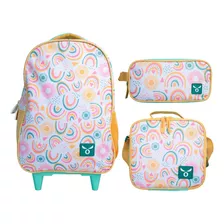 Pack Mochila Escolar Con Ruedas + Lonchera +estuche/moose