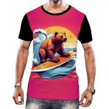 Camiseta Camisa Tshirt Surf Urso Surfista Onda Mar Praia 2