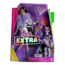 Boneca Barbie Extra 15 Roupa Prateadadalmata Botas Roxas