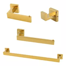 Kit Acessorios Banheiro Inox304 Lavabo Conjunto Dourado Gold