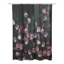 Cortina De Baño Tela Hortensias Black, Flores, Diseño