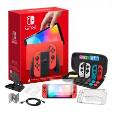 Nintendo Switch Oled 64gb Mario Más Kit Accesorios 22 En 1 Color Rojo