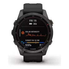 Smartwatch Garmin Fenix 7s Zafiro Solar 010-02539-24 1.2 Caja 42mm De Polímero Reforzado Gris Oscuro, Malla Negra De Silicona Y Bisel Gris Oscuro De Titanio