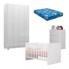 Quarto De Bebê Louise 4 Portas Com Berço Doce Sonho 100