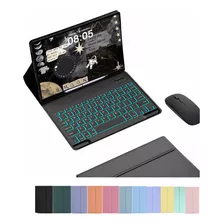 Capa Com Teclado Iluminado E Mouse Para Samsung Tab A8