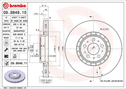 Disco Brembo Volvo Xc90 T6 Awd 2003 A 2005 Delantero Pza Foto 2