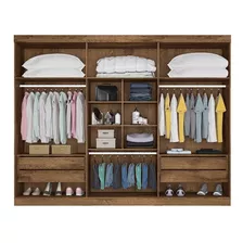 Guarda-roupa Casal Alba 6 Portas 4 Gavetas 100% Mdf Brauna