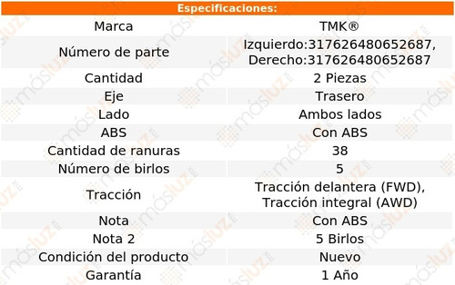 2- Mazas Traseras Five Hundred 3.0l V6 2005/2007 Tmk Foto 2