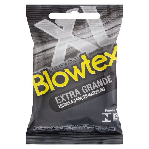 Preservativo Lubrificado Blowtex Extra Grande Pacote 3 Unidades