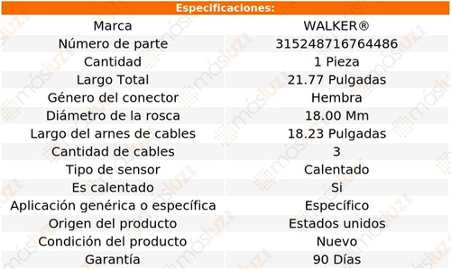 Sensor O2 Ox Mercedes-benz 190e 4 Cil 2.3l 91/93 Walker Foto 6