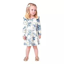 Vestido Infantil Milon Manga Longa Inverno Leve Menina 1 A 8