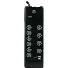 Ge Surge Protector Con 10 Salidas Y 2 Puertos Usb, Twist-to-