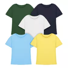 Camiseta Infantil Manga Curta Kit 5 Peças Masculino Algodão
